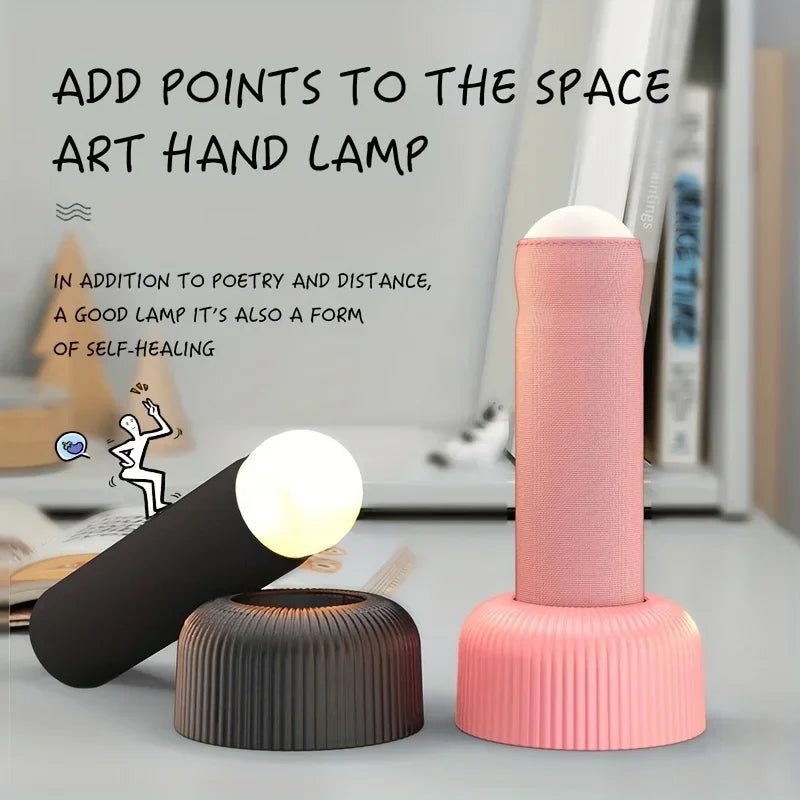 Creative LED Handheld Night Light with Base – Touch Switch Table Lamp