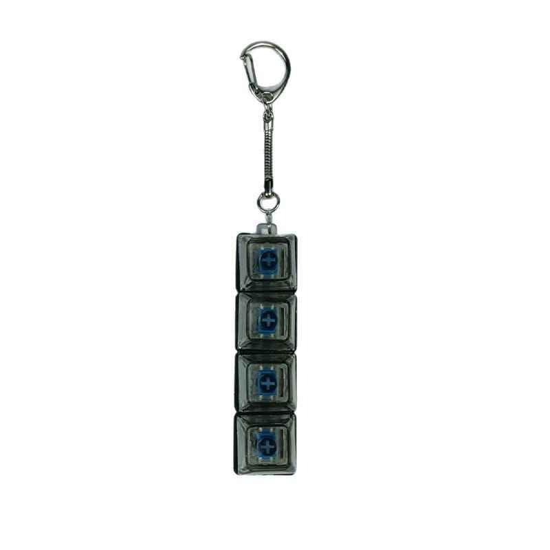 Mechanical Keyboard Clicker Toy 4 Keys – Luminous Transparent Stress Relief Keychain Button Fidget Gadget