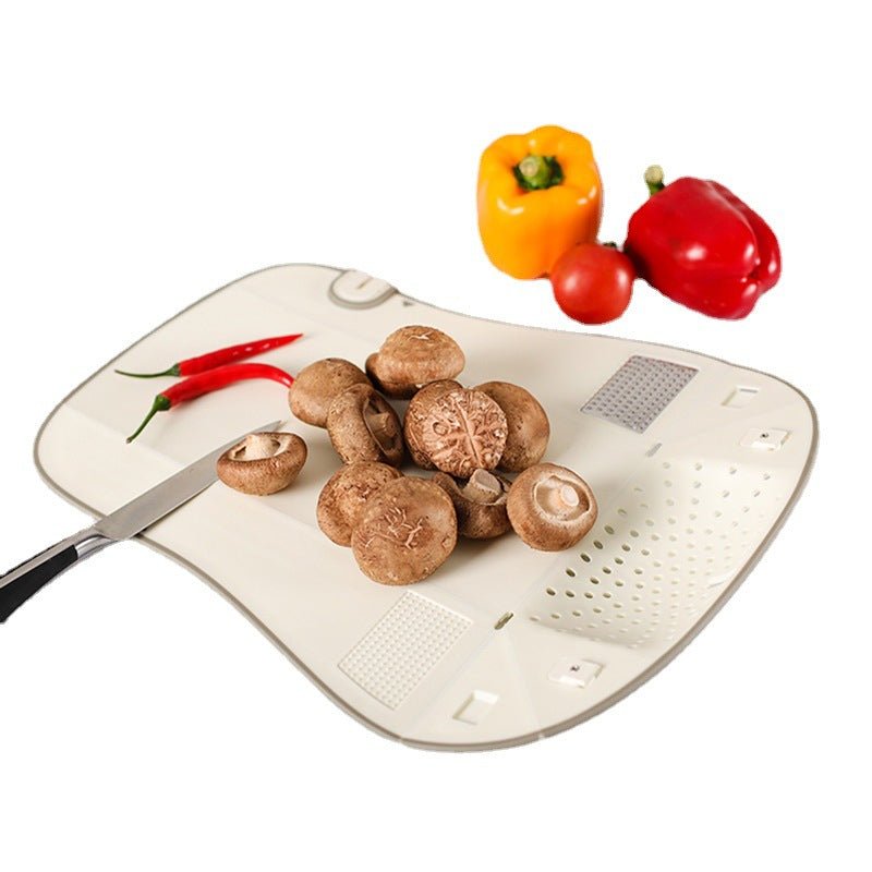 Multifunctional Cutting Board Knife with Foldable Ginger Knife for Efficient Water Draining