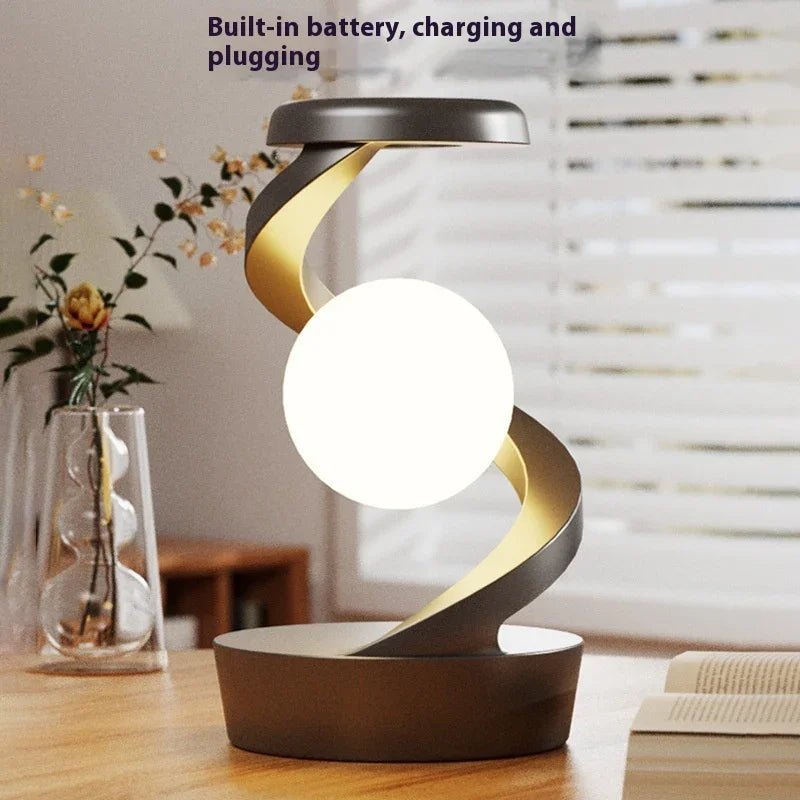 Rotating Moon Desk Lamp with Wireless Phone Charging – Sensor Control Night Light