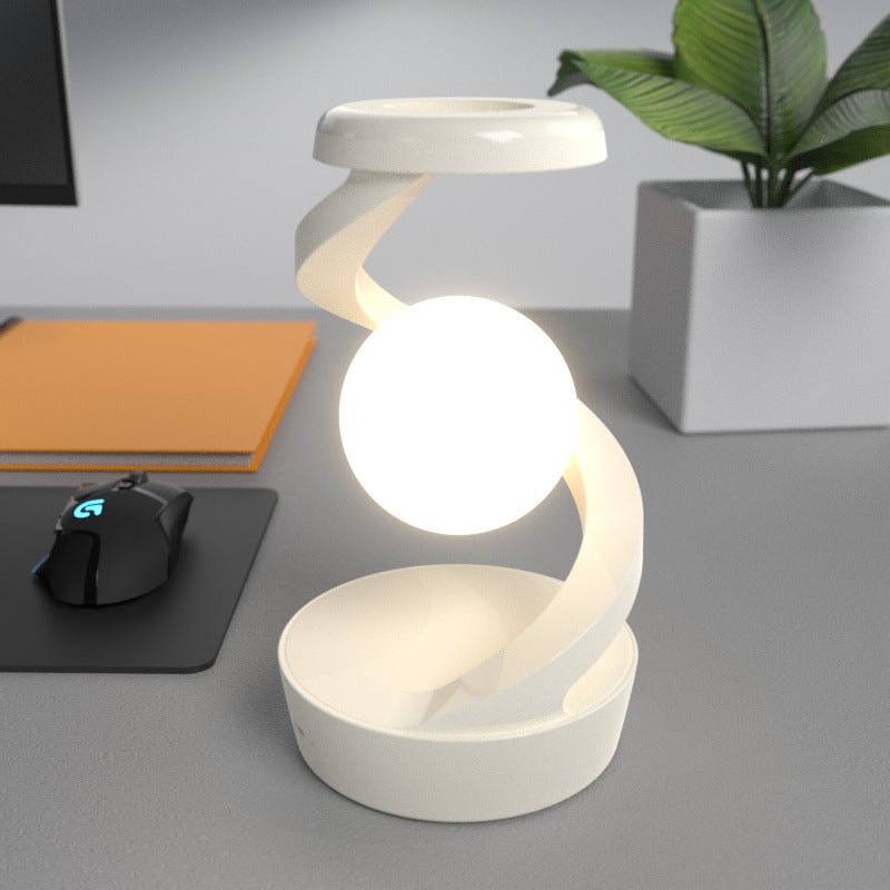 Rotating Moon Desk Lamp with Wireless Phone Charging – Sensor Control Night Light