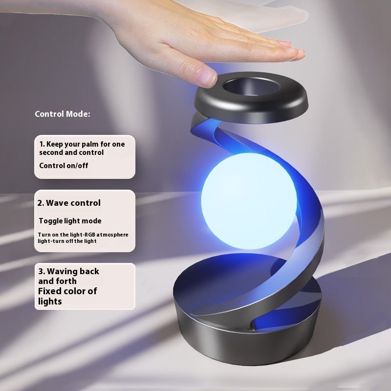 Rotating Moon Desk Lamp with Wireless Phone Charging – Sensor Control Night Light