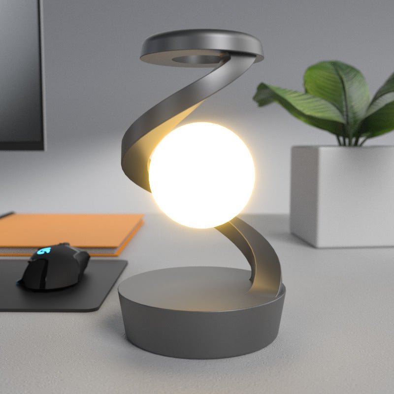 Rotating Moon Desk Lamp with Wireless Phone Charging – Sensor Control Night Light